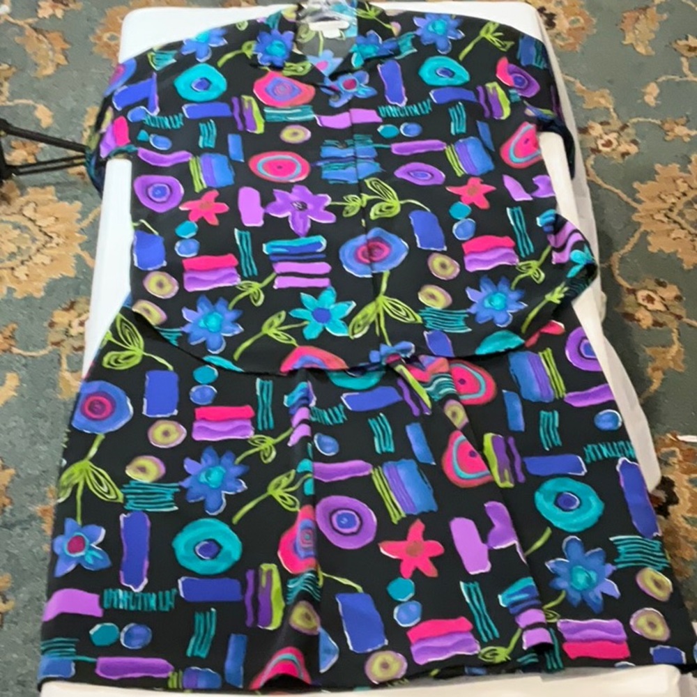 Snug Harbor Vintage Black Purple Blue 2 Piece Skirt Set Button Down Top Size 1XL - Picture 8 of 8